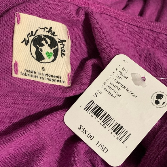 FREE PEOPLE Rosie Drop Waist Tank Summer Bloom Fuchsia We The Free NWT - Picture 5 of 8